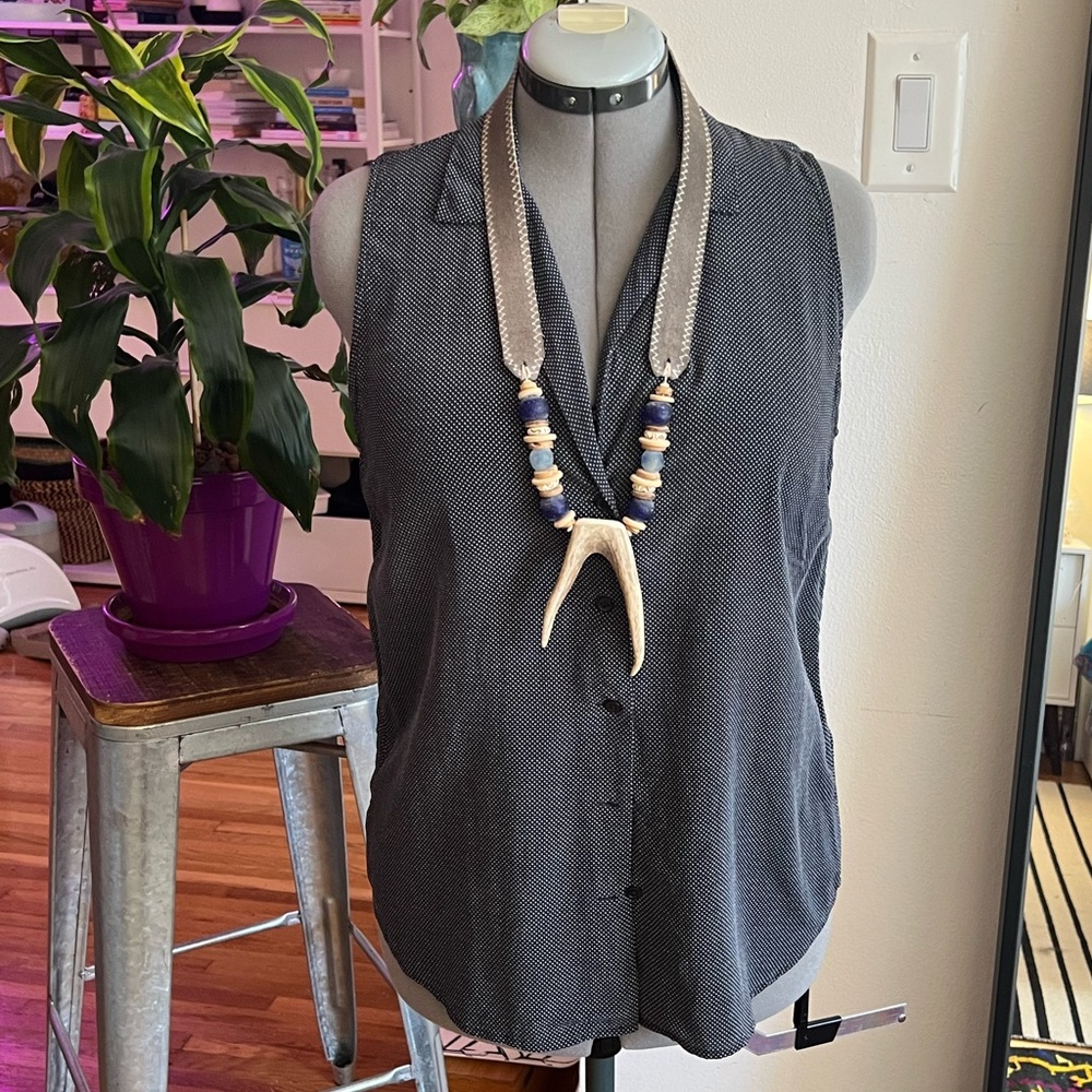 Equipment | Button Up tunic, polka dot, navy, Size Medium